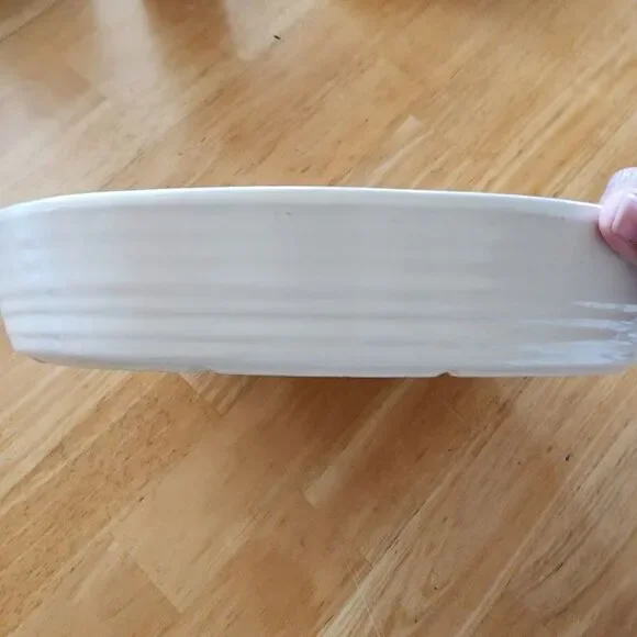 Pampered Chef Large Oval Vanilla Baking Dish Stoneware 12.5"x8.5" New Traditions - Picture 2 of 11